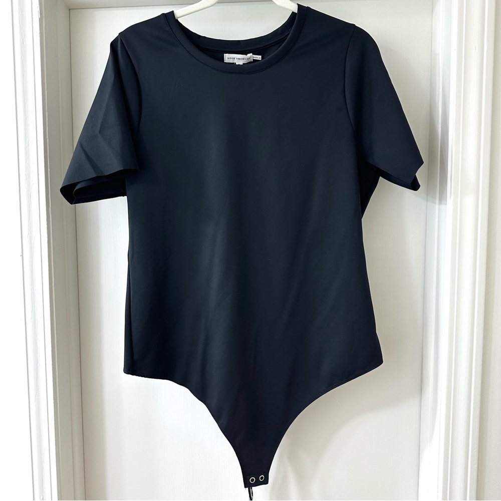 Good American Black Short Sleeve Scuba Bodysuit Thong Bottom, Size XXL (5) - Picture 2 of 9
